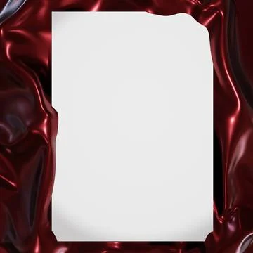 3d render poster template design on red silk background for advertising or gr Stock Illustration