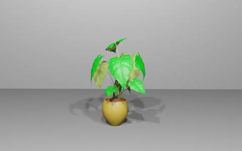 3D render of a potted plant isolated on gray background 스톡 일러스트
