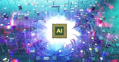 3D render of powerful artificial intelligence microchip. Stock Footage 337194737