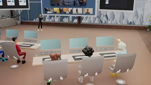 3d render of presentation of new IT development in metaverse Stock Illustration