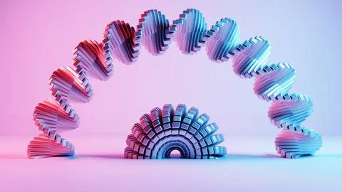 This 3D render presents an abstract swirl, characterized by minimalistic desi Stock Illustration