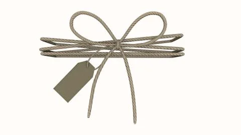 3d render price tag with rope Twine string tied on white background Stock Illustration