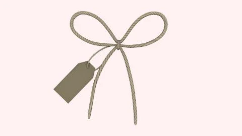 3d render price tag with rope Twine string tied on pink background 스톡 일러스트