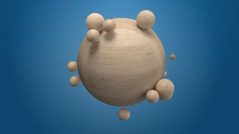 3d render of primitive shapes with wooden texture. Abstract background. Stock Illustration