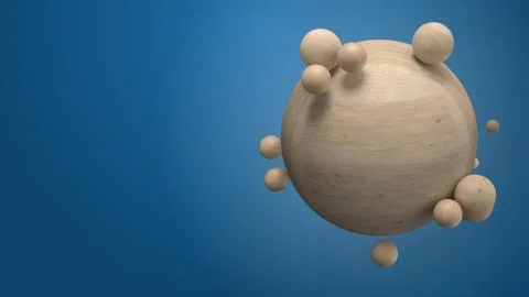 3d render of primitive shapes with wooden texture. Abstract background. Stock Illustration