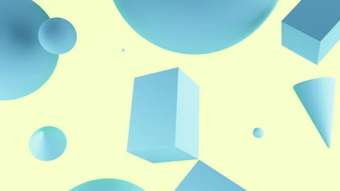 3D render of primitives objects with blue colored materials Video stock 268328354