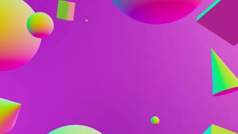 3D render of primitives objects with holographic gradient materials Stock Footage 268329135
