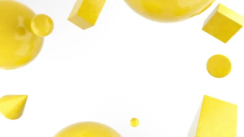 3D render of primitives objects with lemon materials on white background Stock Footage 277854564