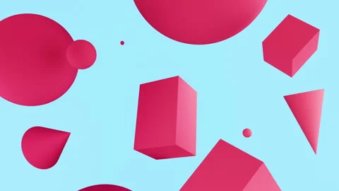 3D render of primitives objects with matte materials on light blue background Stock Footage 271729370