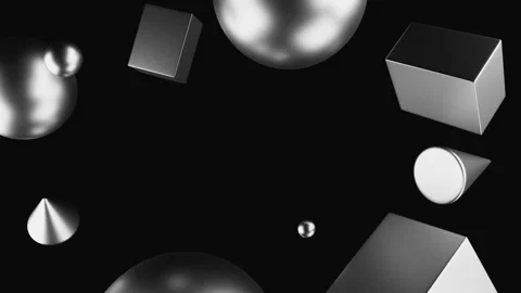 3D render of primitives objects with metallic materials Stock Footage 268329259