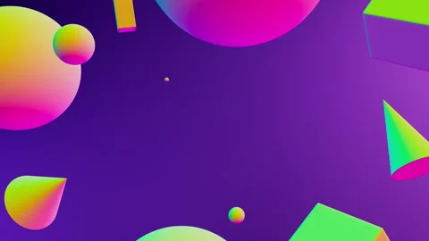 3D render of primitives objects with toxic colored materials Stock Footage 267955927