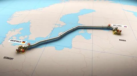 3D Render of process of gas pipeline building Ilustración de archivo