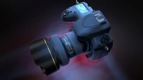 3D render of a professional camera on a surface Illustrazione stock