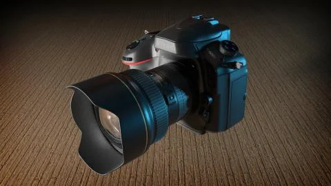 3D render of a professional camera on a surface Stock Illustration
