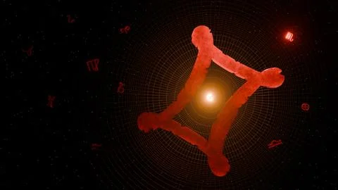 3d render of prominent gemini symbol and astrological background Stock Illustration