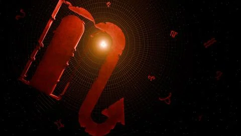 3d render of prominent scorpio symbol and astrological background Stock Illustration