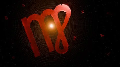 3d render of prominent virgo symbol and astrological background Stock Illustration