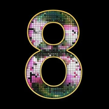 3D render of puff pixels alphabet letter Illustrazione stock