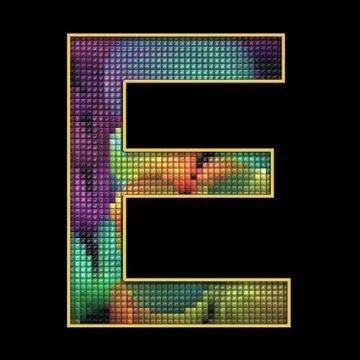 3D render of puff pixels alphabet letter Illustrazione stock