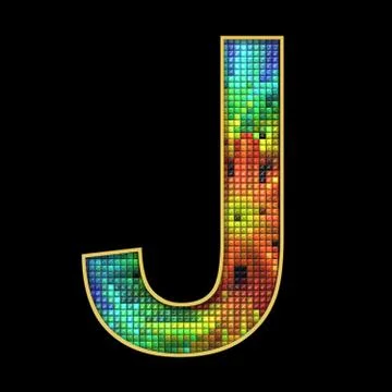 3D render of puff pixels alphabet letter Illustrazione stock