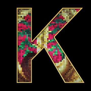 3D render of puff pixels alphabet letter Illustrazione stock