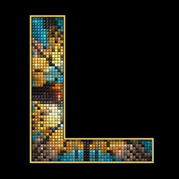3D render of puff pixels alphabet letter Illustrazione stock