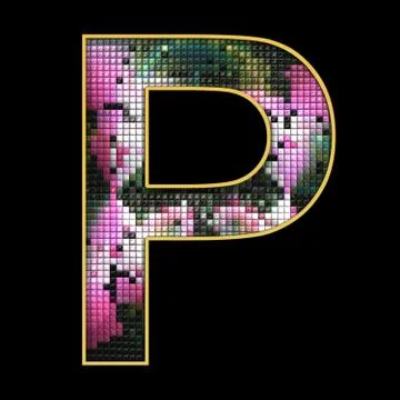 3D render of puff pixels alphabet letter Illustrazione stock