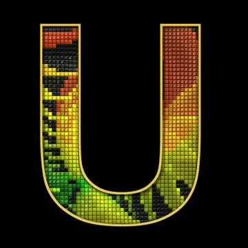 3D render of puff pixels alphabet letter Illustrazione stock