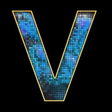 3D render of puff pixels alphabet letter Stock Illustration