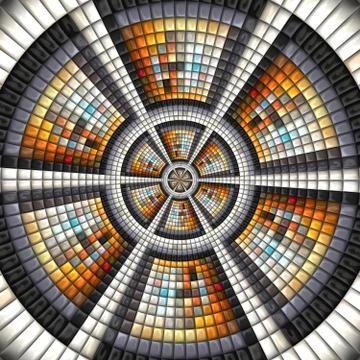 3D render of puff pixels colorful ornament background Illustrazione stock