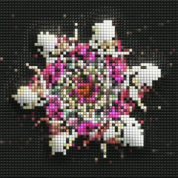 3D render of puff pixels fractal background Stock Illustration