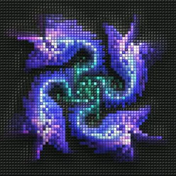 3D render of puff pixels fractal background Stock Illustration