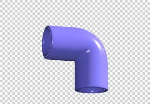 3D render of purple 90-degree elbow PVC pipe fitting for plumbing and DIY Stock Illustration