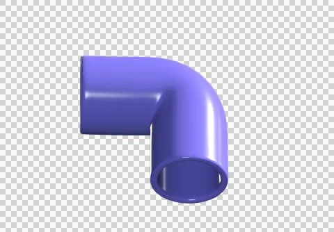 3D render of purple 90-degree elbow PVC pipe fitting for plumbing and DIY Stock Illustration