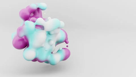 3d render purple blue metaball rotating and split into many bubbles meta balls Stock Footage 274702871