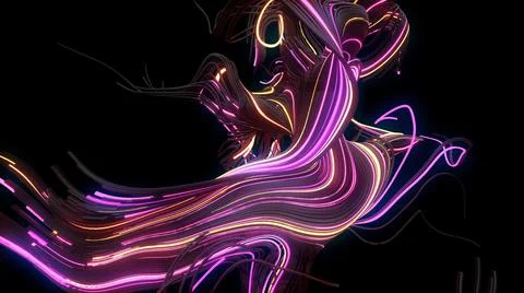 3d render. Purple curl noise flash. Concept of neural network, artificial Stockillustratie