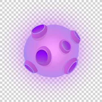 3D render purple gradient sphere with openings floating, emitting pink glow on Ilustração Stock