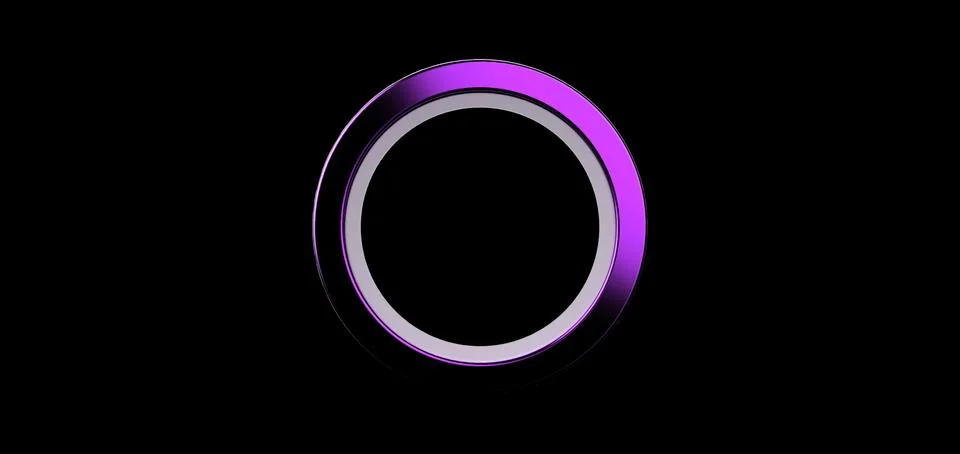 3d render, purple ring on black background. jewelry metal circle shape. empty Stock Illustration