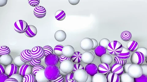 3D render of purple textured balls filling the screen from above on white Stock-Footage 111150347