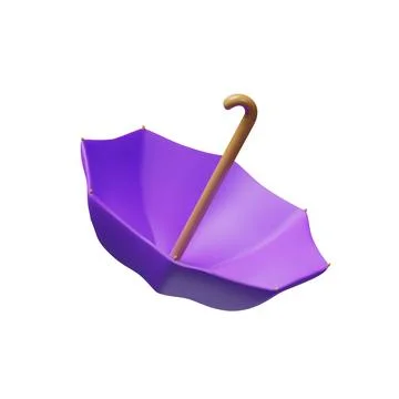 3D render purple umbrella upside down Stock Illustration