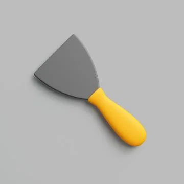 3D Render of Putty Knife with Yellow Handle on Gray Background Ilustración de archivo