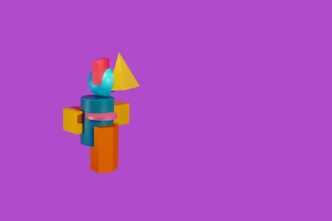 3d render, puzzle toy with geometric shapes in bright colors. banner for the Illustrazione stock