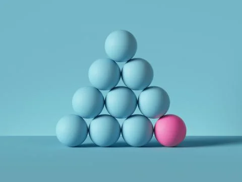 3d render, pyramid of balls isolated on blue background. Billiards game. Stock Illustration