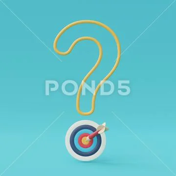 3d render of question mark with dartboard and arrow,Achieving the goal ...