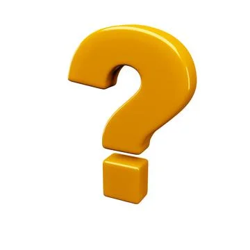 3d render. Question mark in yellow on a white background. Illustrazione stock