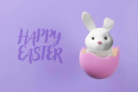 3d render rabbit in the egg poster. Stock Illustration