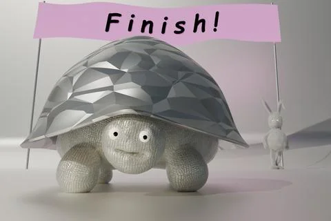 3d render of racing tortoise and hare Stock Illustration