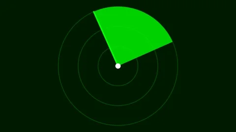 3D render of radar sweep scanning circle creating security technology background Stockbeeldmateriaal 334115674
