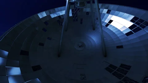 3D Render of Radio Telescope Satellite Dish Tracking Night Sky. Vídeo Stock 337455999