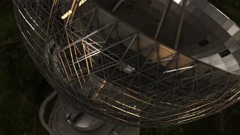 3D Render of Radio Telescope Satellite Dish Tracking Night Sky with Details Vídeo Stock 337520537